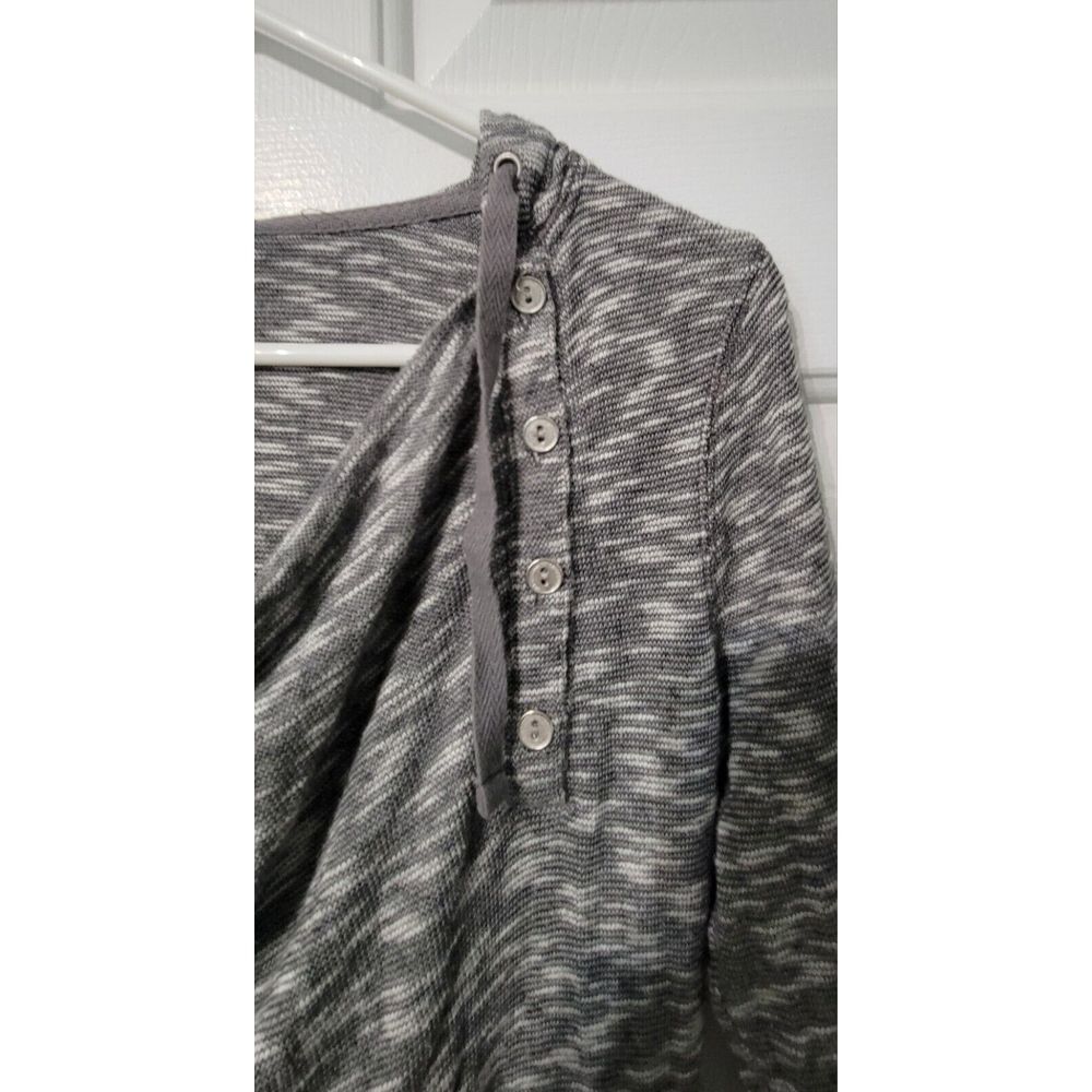Alo Yoga Cowl Neck Hooded Drawstring Button Knit Top Heathered Gray‎ Size Small - Picture 4 of 10